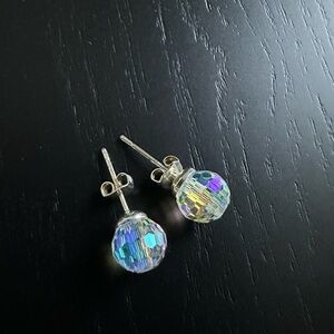 Elegant Silver tone Iridescent Earrings